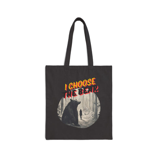 I Choose Bear Cotton Canvas Tote Bag