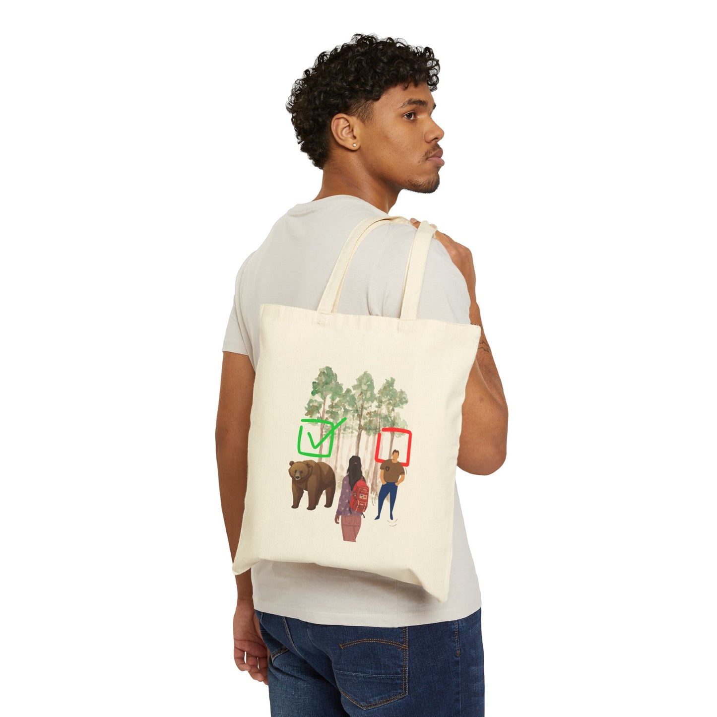 Bear or Man Cotton Canvas Tote Bag