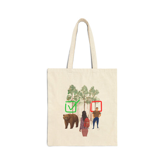 Bear or Man Cotton Canvas Tote Bag