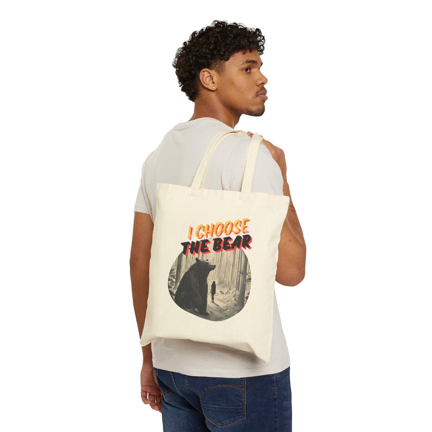 I Choose Bear Cotton Canvas Tote Bag