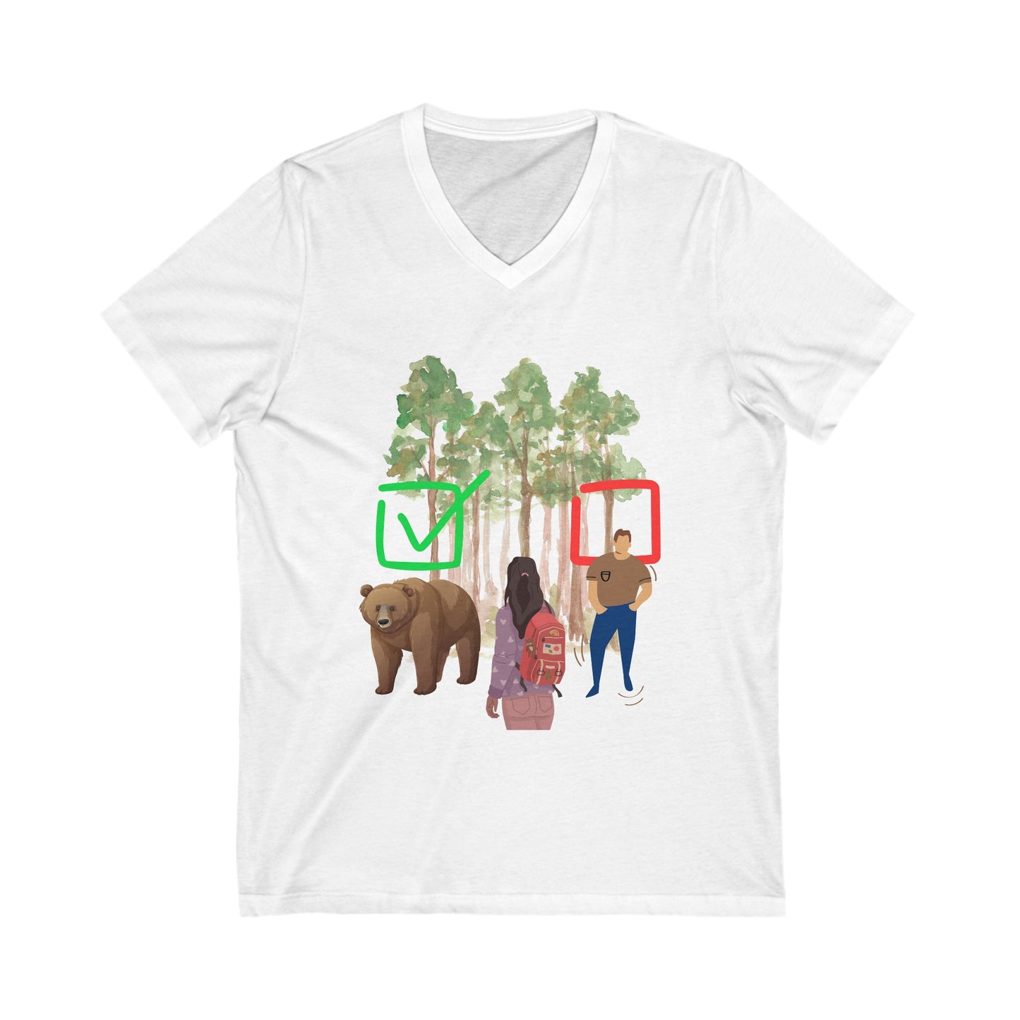 Bear or Man Unisex Jersey Short Sleeve V-Neck Tee