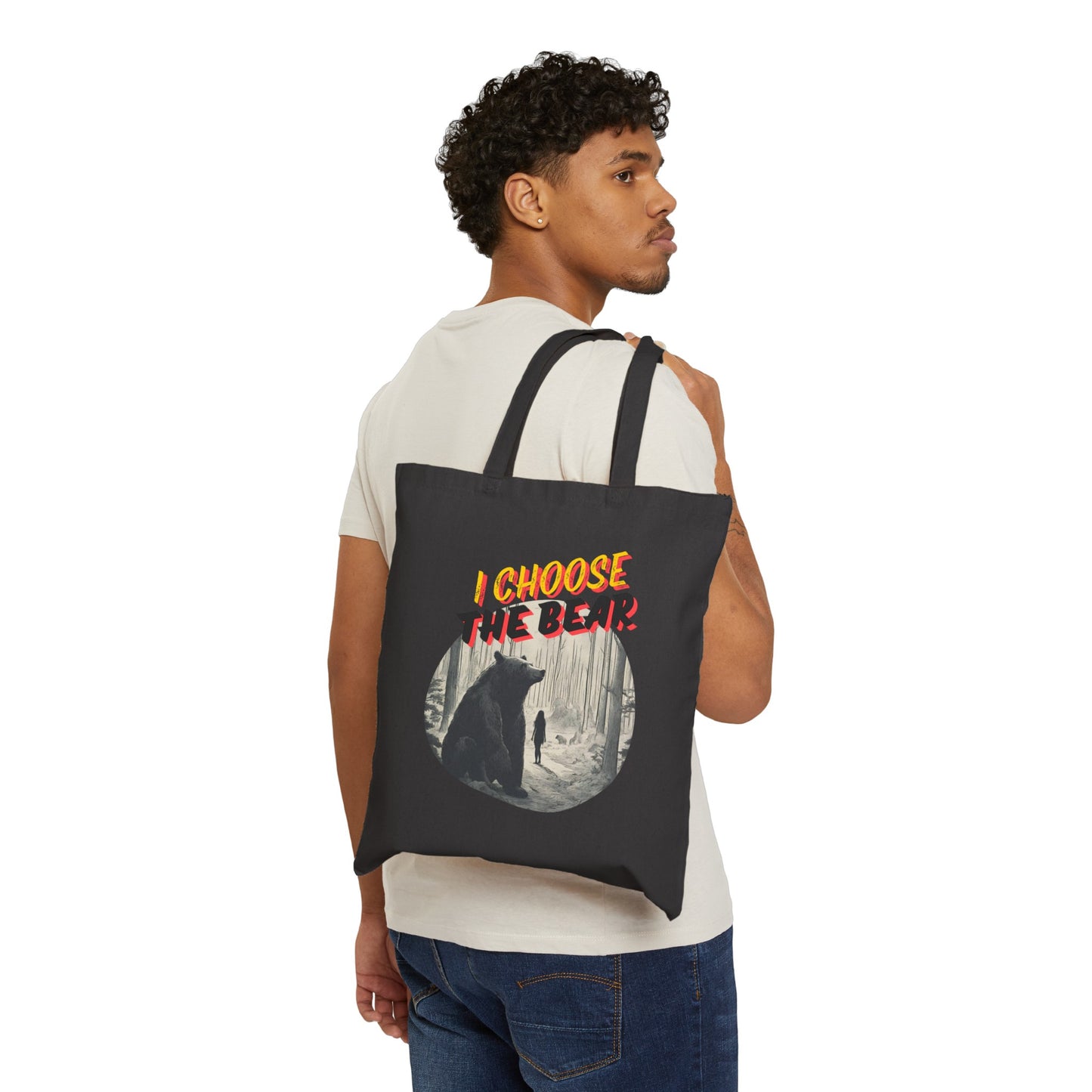 I Choose Bear Cotton Canvas Tote Bag